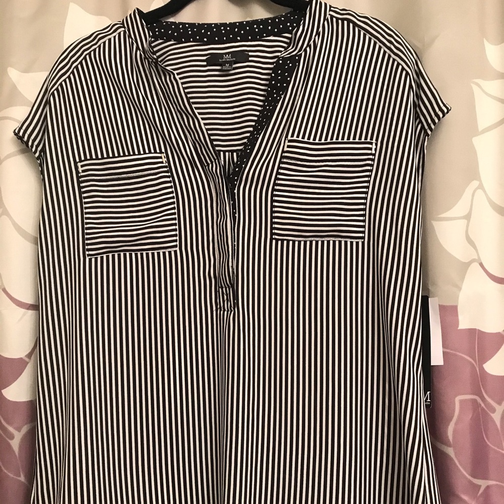My Michelle Black and White Striped Blouse